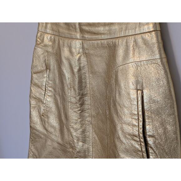 Zara Woman Gold Foil Mini Skirt with Pockets - Size Small - Picture 4 of 9
